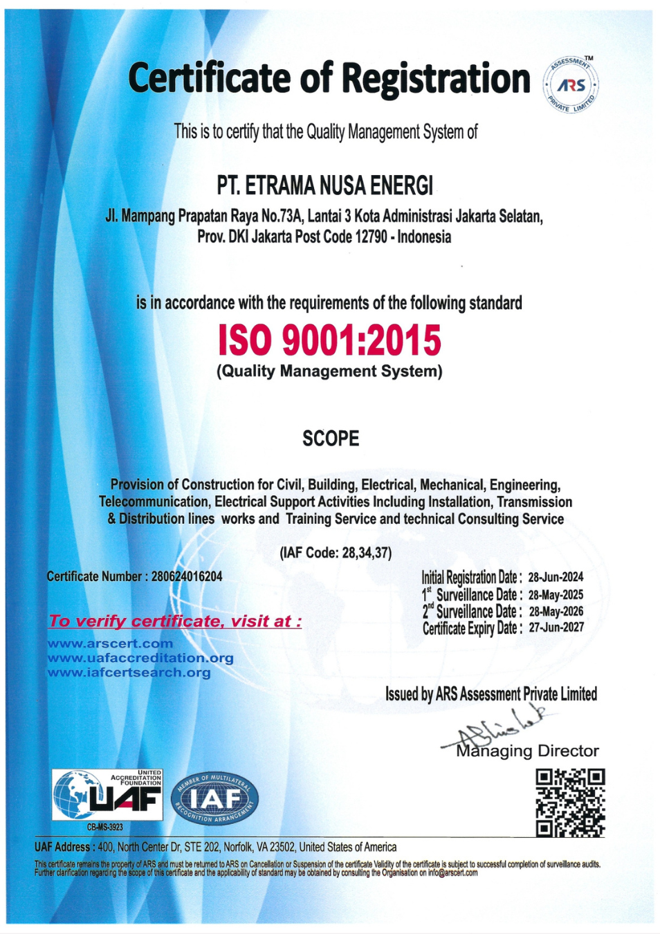 ISO Certificate