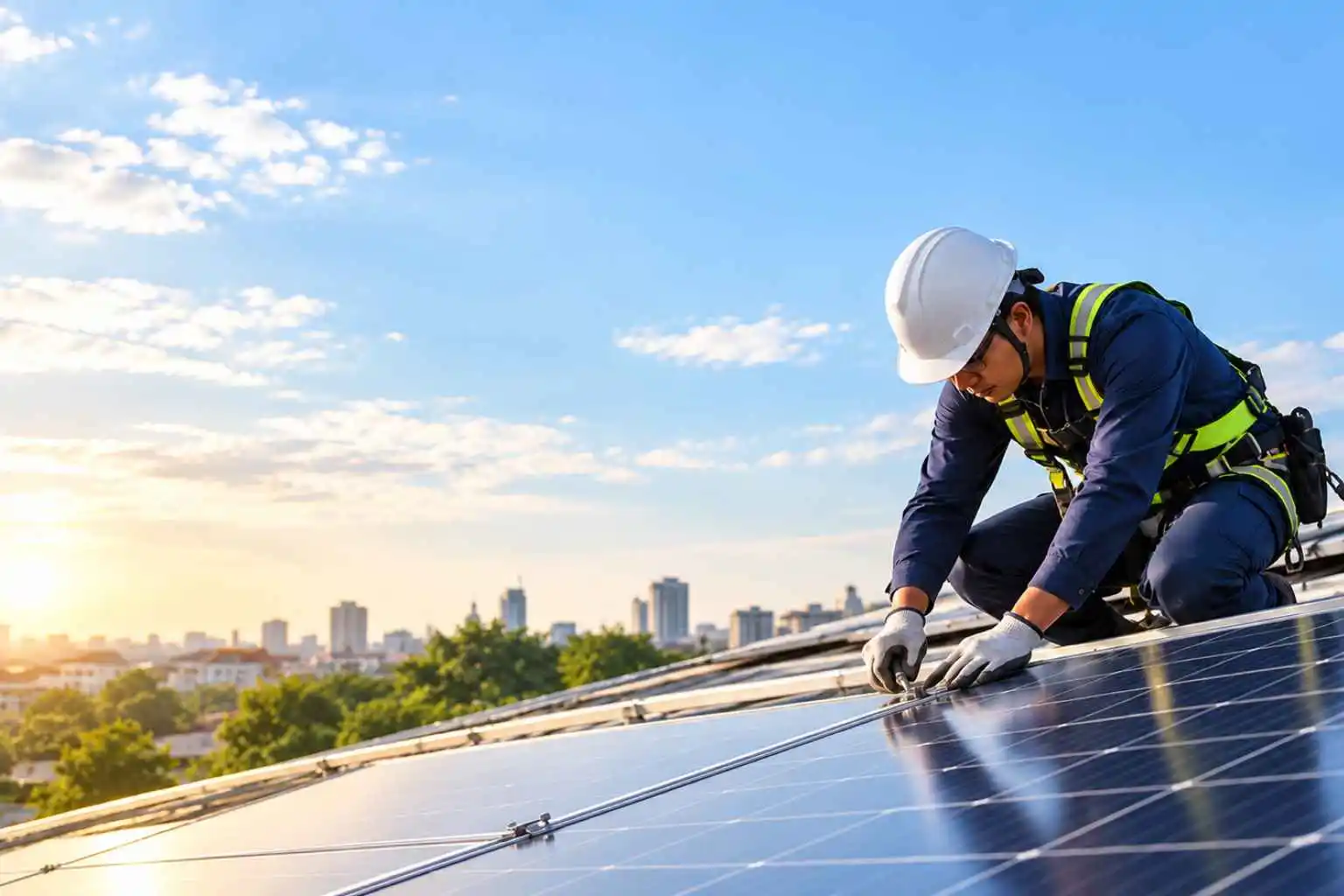 pasang panel surya di rumah